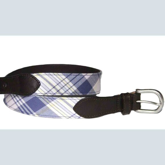NWOT Brooks Brothers Madras + Leather Belt Plaid Boy's Size Medium - Picture 2 of 2